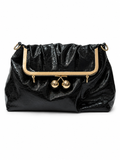 Bolso clutch efecto charol con cierre metálico