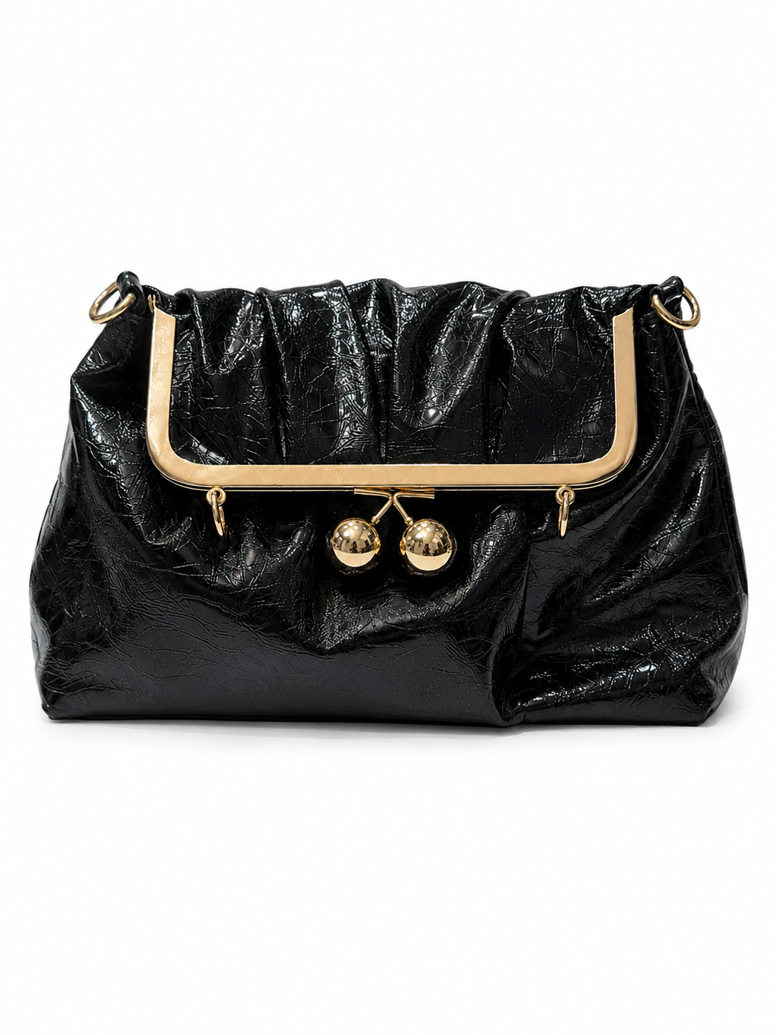 Bolso clutch efecto charol con cierre metálico