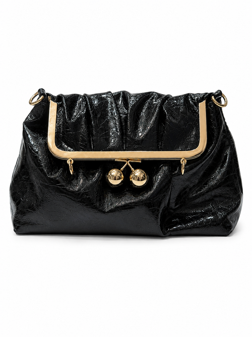 Bolso clutch efecto charol con cierre metálico