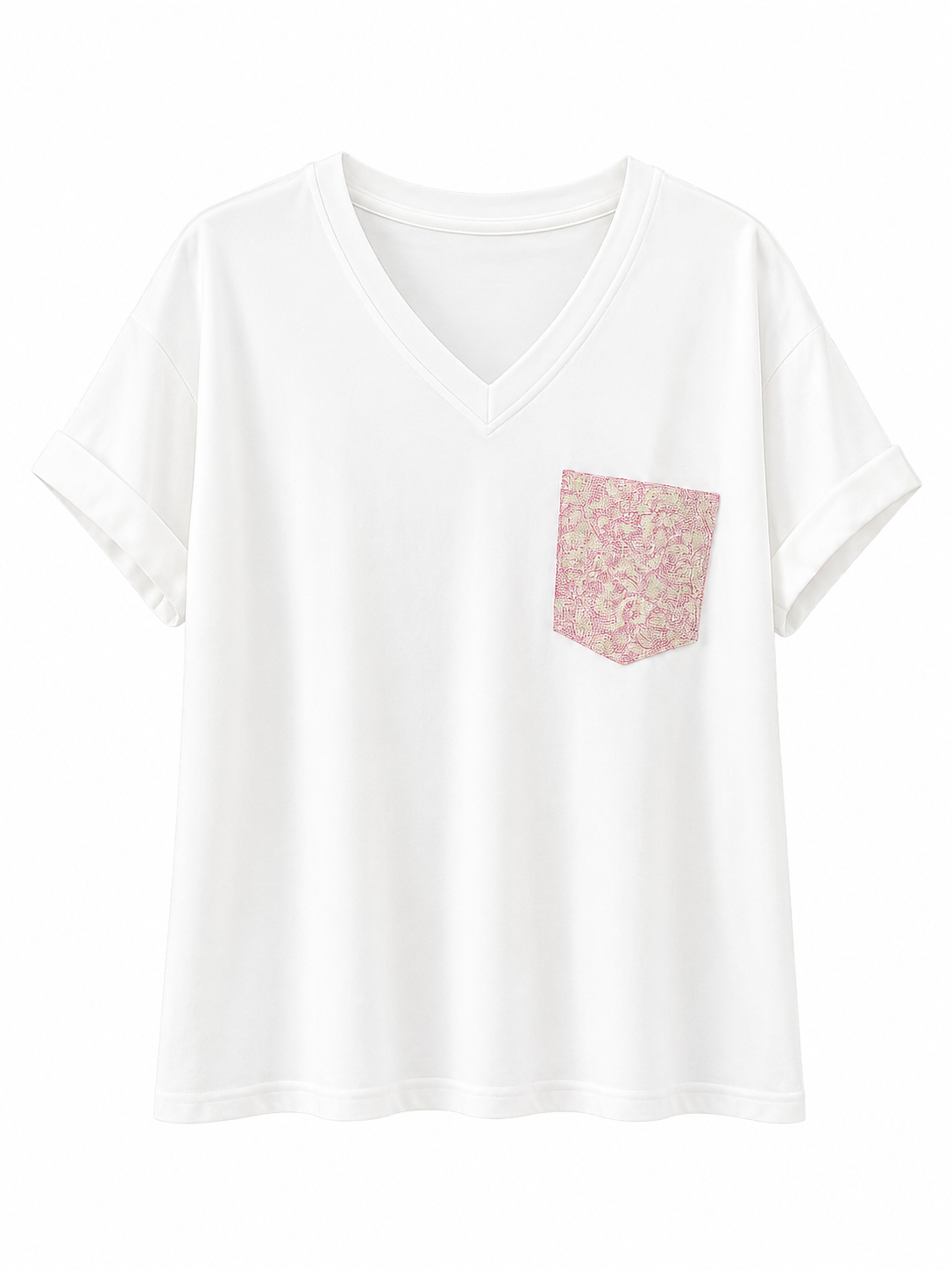 Camiseta blanca con bolsillo frontal