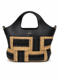 Bolso de rafia bicolor