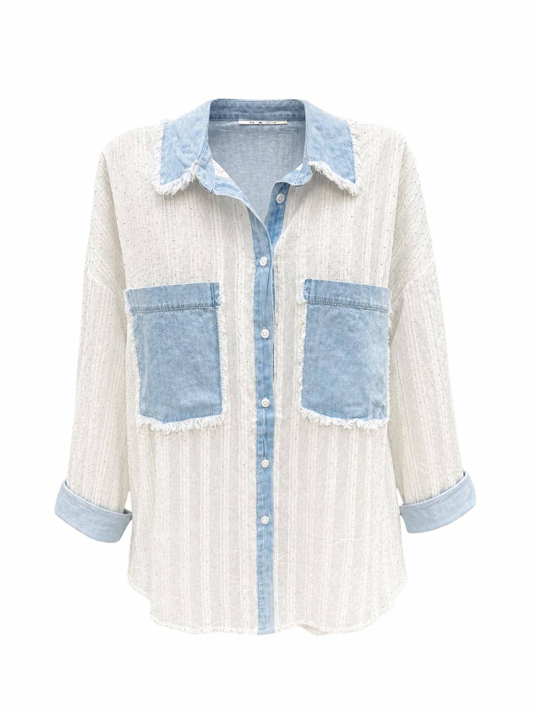 Camisa bolsillos denim con brillantes